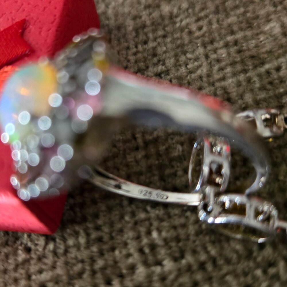 Opal and tourmaline ring/bracelet, 925 silver, size 10 - Picture 7 of 7